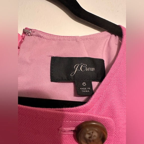 J. Crew Double Breasted Linen Belted Sheath Dress Barbie Pink size 6 - Picture 6 of 8